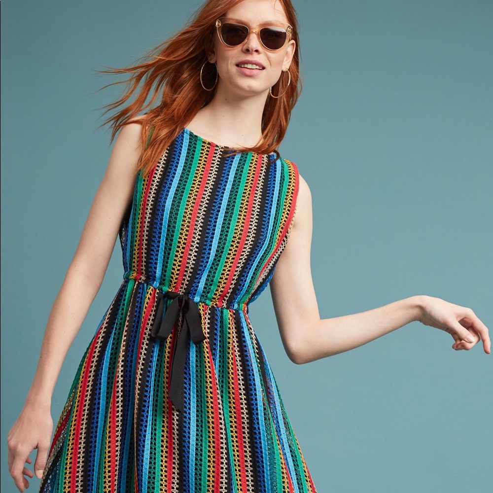 Anthropologie Rainbow Crochet Dress petite